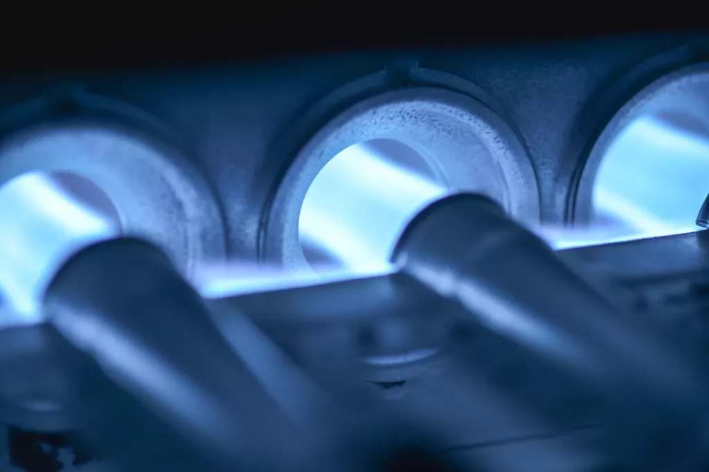 furnace heat exchanger pilot lights burning blue
